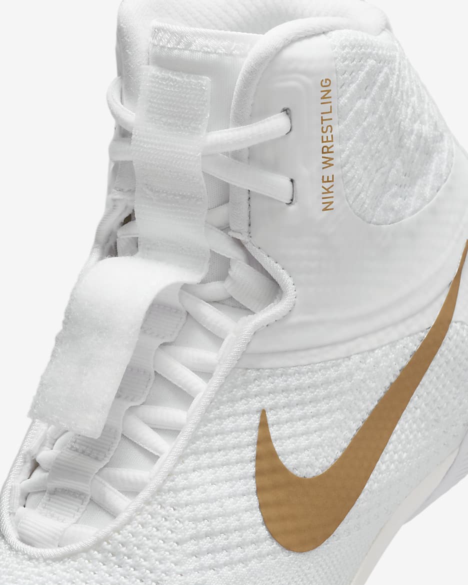 Nike white and gold wrestling shoes online